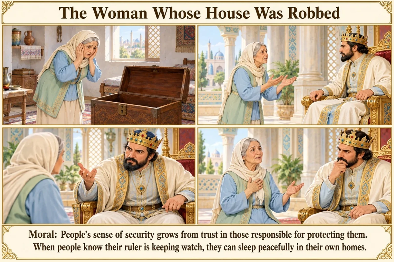 Illustration of The Woman Whose House Was Robbed