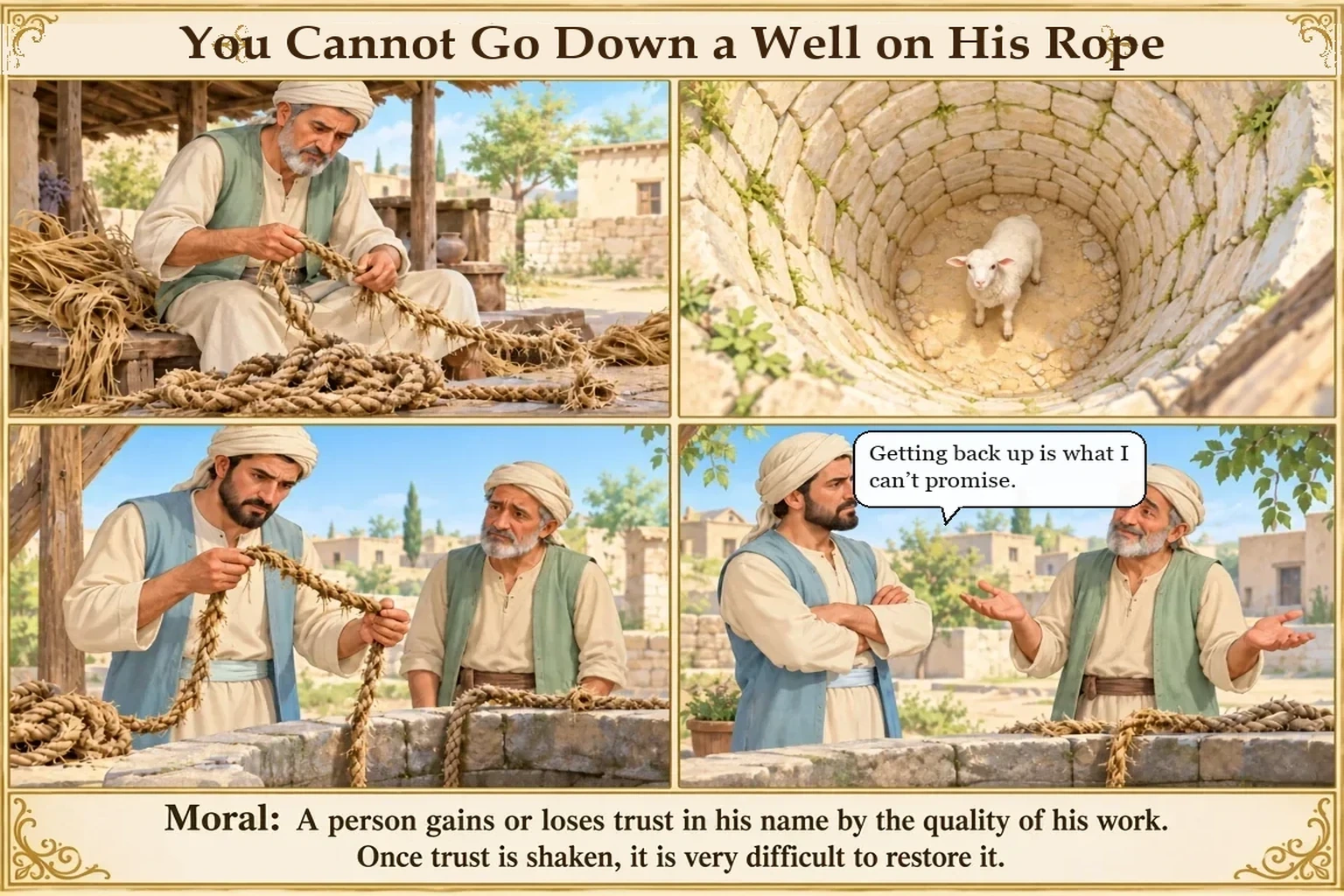 Illustration of You Cannot Go Down a Well on His Rope