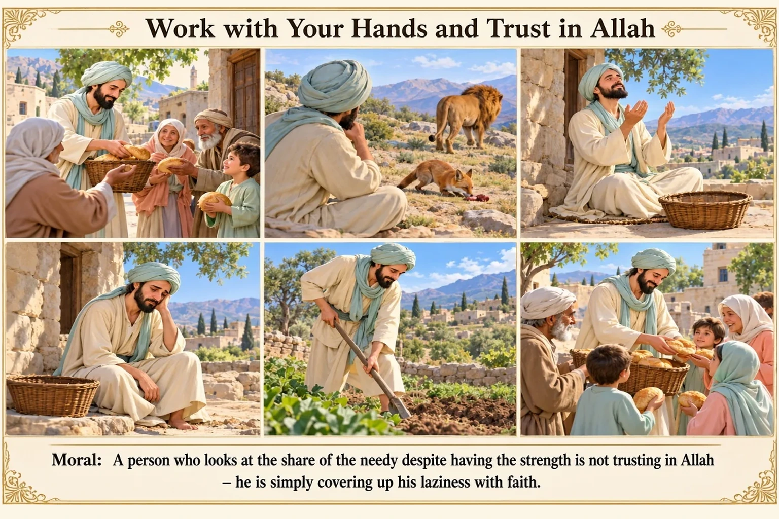 Illustration of Work with Your Hands and Trust in Allah