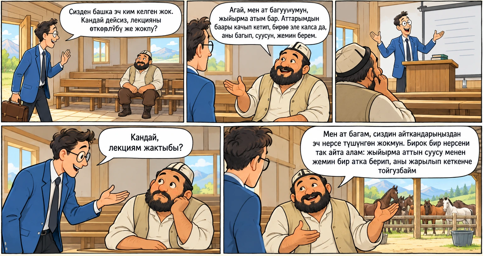 Лектор жана ат багуучу сүрөтү