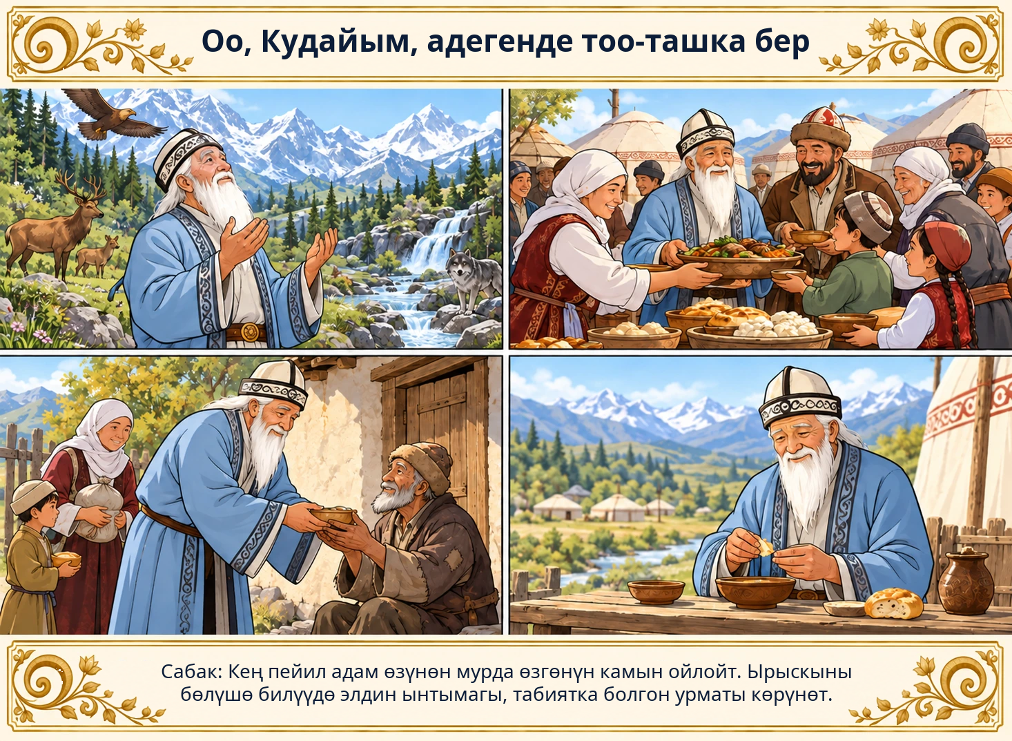 Оо, Кудайым, адегенде тоо-ташка бер сүрөтү