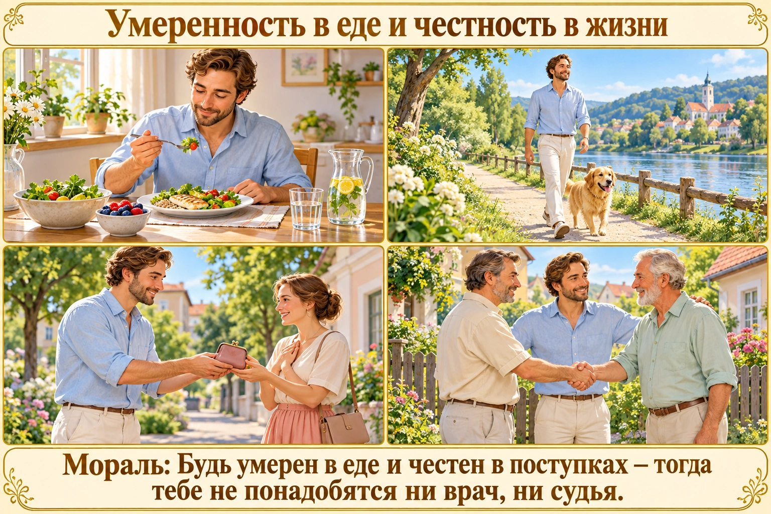 Иллюстрация: Умеренность в еде и честность в жизни