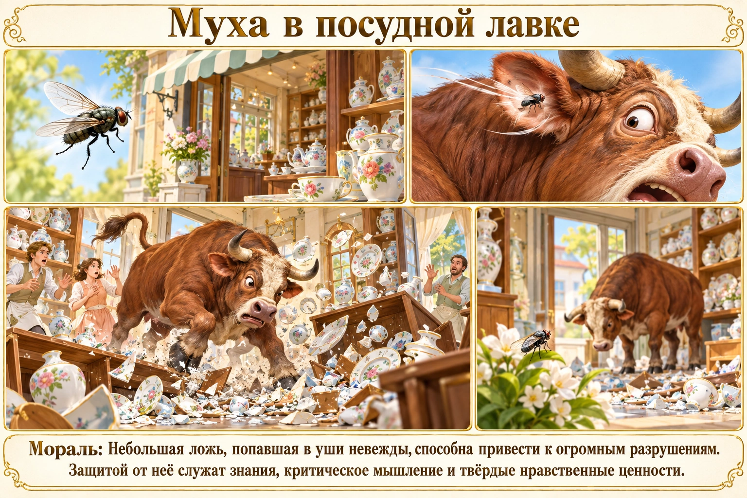 Иллюстрация: Муха в посудной лавке
