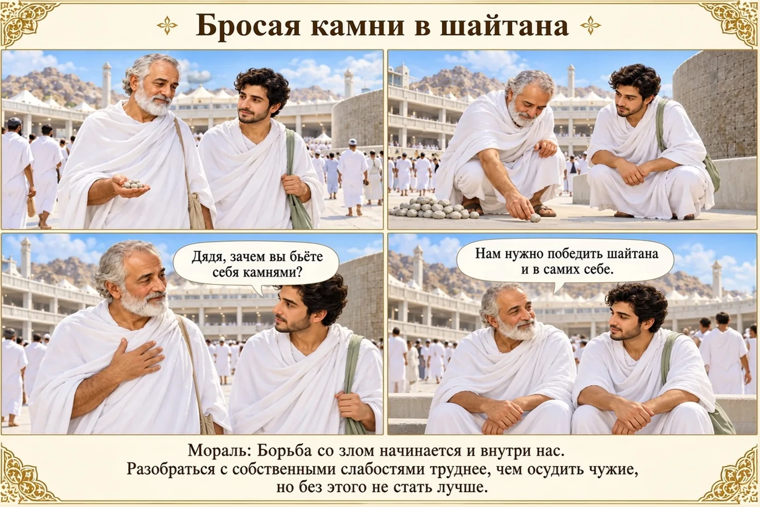 Иллюстрация: Бросая камни в шайтана